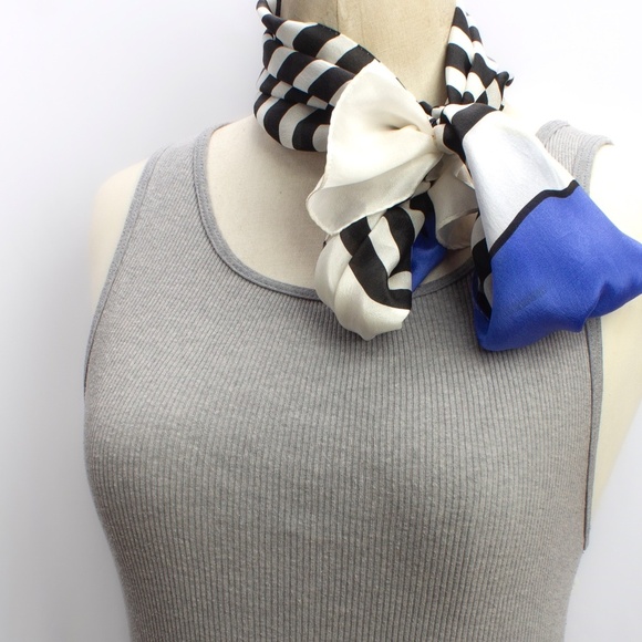 Vintage Silk Scarf | Echo Scarf | Retro Style Block Color Striped - Picture 7 of 9